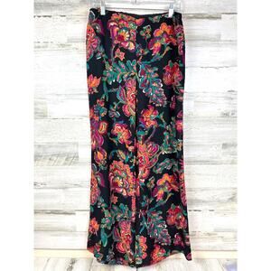 Lauren Ralph Lauren Womens 8 Black Multicolor Floral Paisley Wide Leg Pants NEW